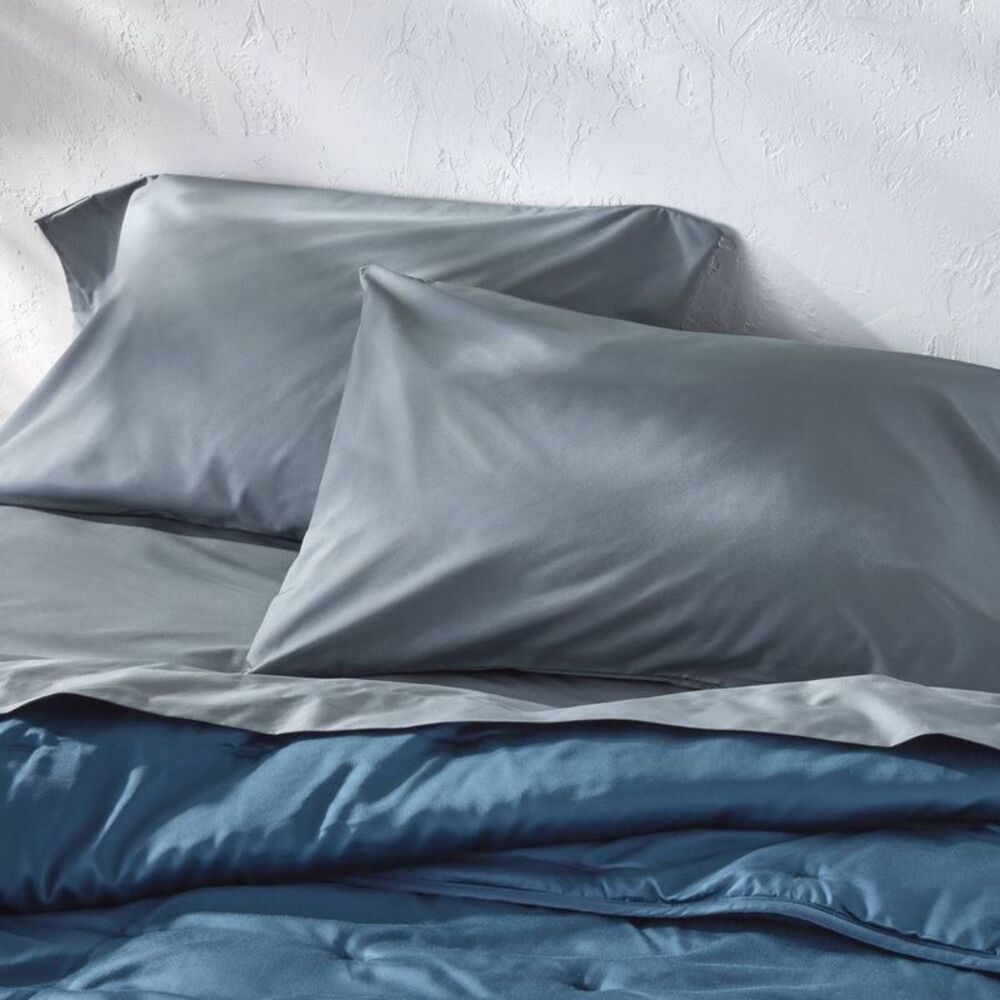 Standard 400 Thread Count Percale Pillowcases Mineral Blue - Casaluna
